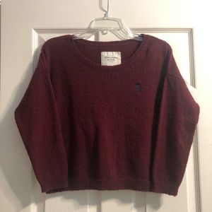 Abercrombie and Fitch Maroon Cropped Large Sweater